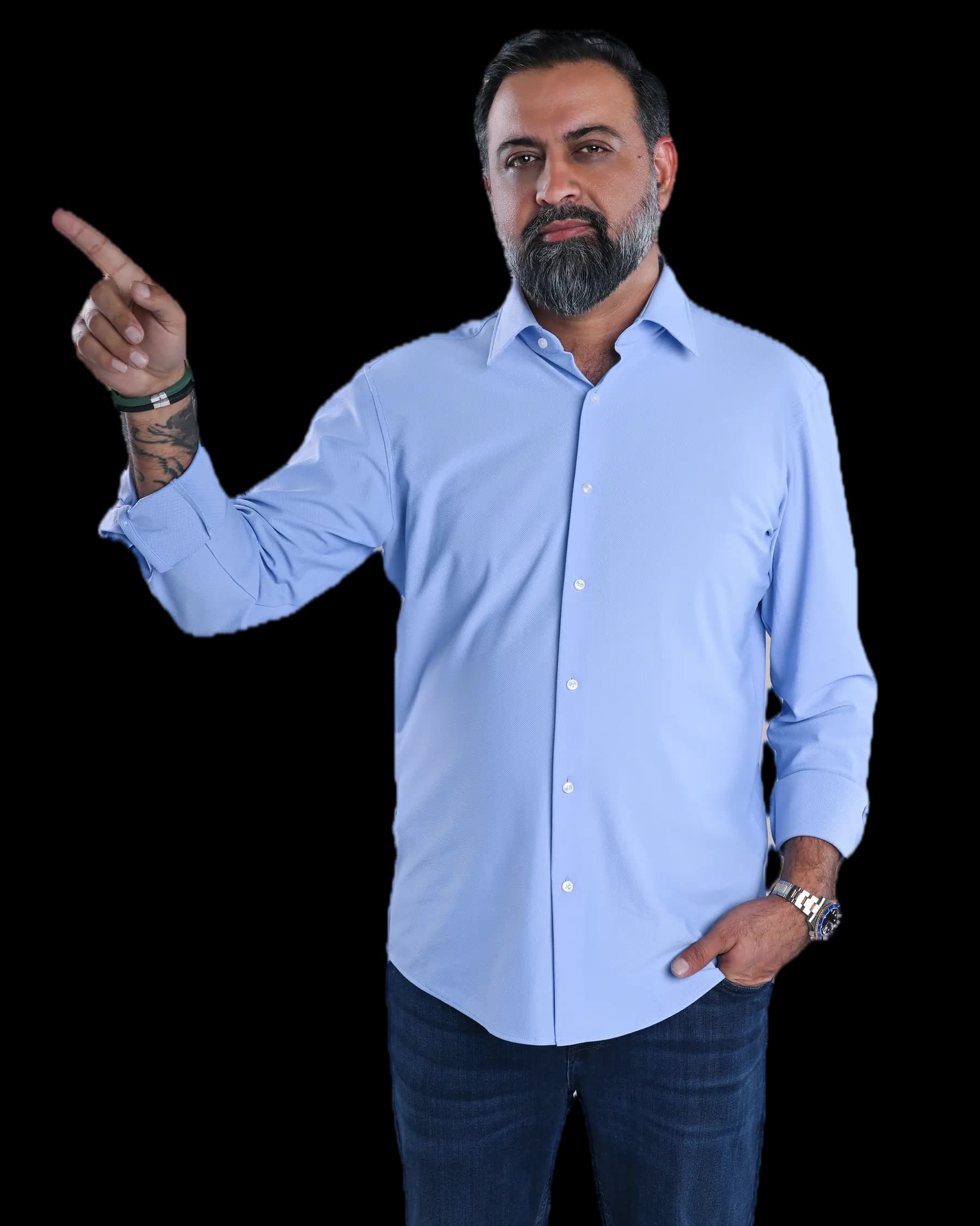 Shahram Sondi in a blue shirt.
